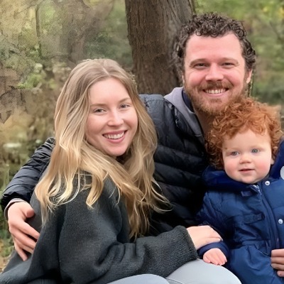 Josie Lynn Shalhoub with her husband, Traver, and son, Tucker Anthony Tischio.